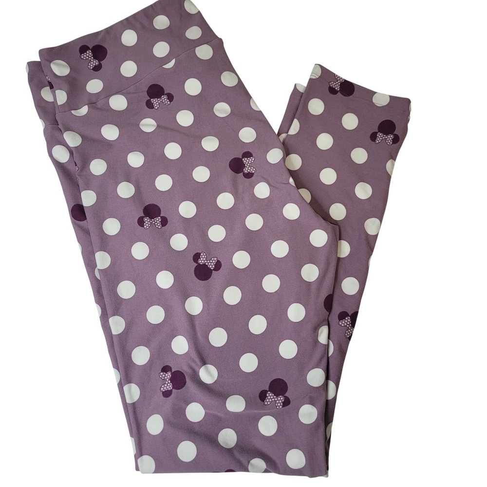 LuLaRoe Minnie Mouse Polka Dot Leggings‎ Tall Curvy Purple White